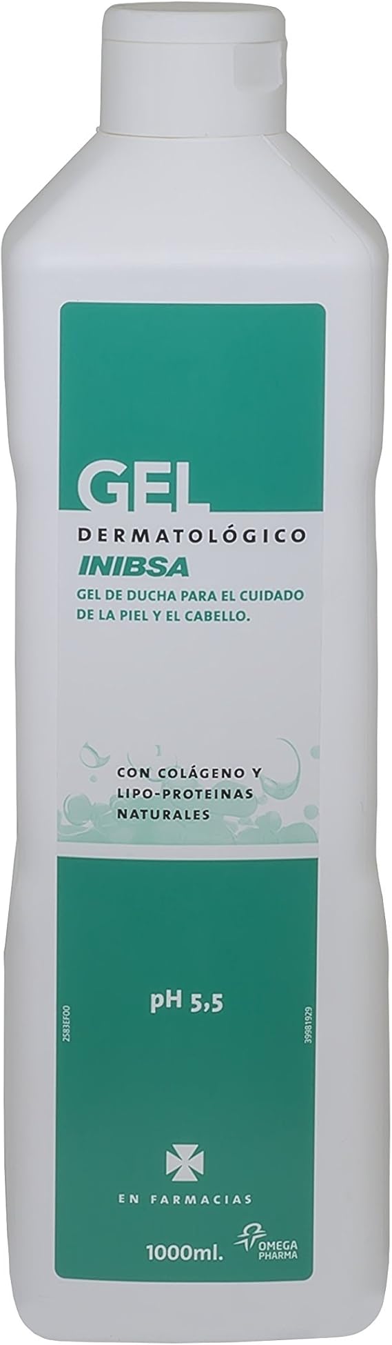 Inibsa Dermatological Moisturizing Shower Gel for Skin and Hair, 1L