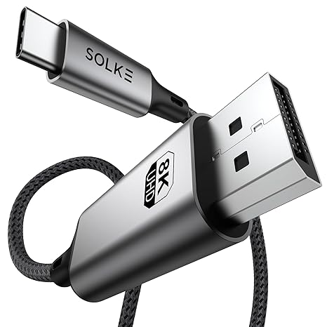 USB-C to DisplayPort 1.4 Kablo 2 Metre 8K 60Hz 4K 144Hz 2K 240Hz Type-C to DP Monitör Kablosu Thunderbolt 5/4/3 Uyumlu