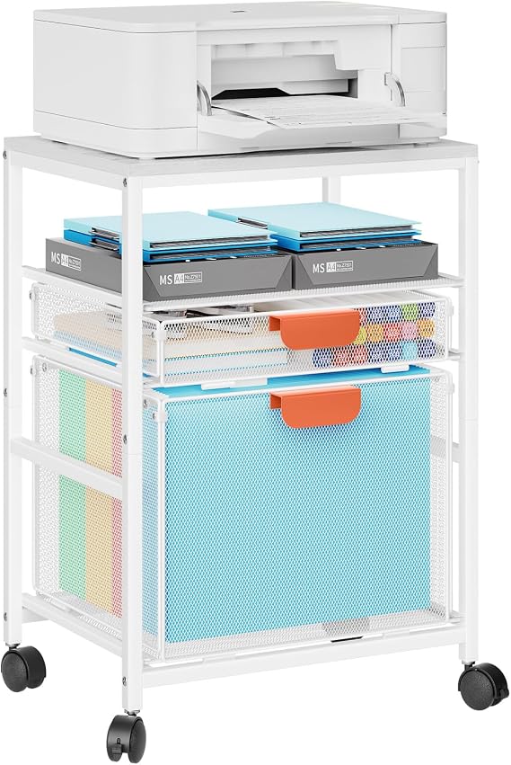 Marbrasse Trolley on Wheel,Printer Rolling Storage Cart with Drawer