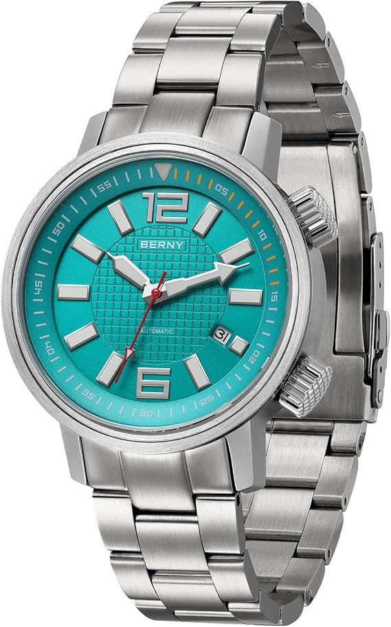 BERNY Diving Watch for Men Automatic Movement Wristwatch Stainless Steel