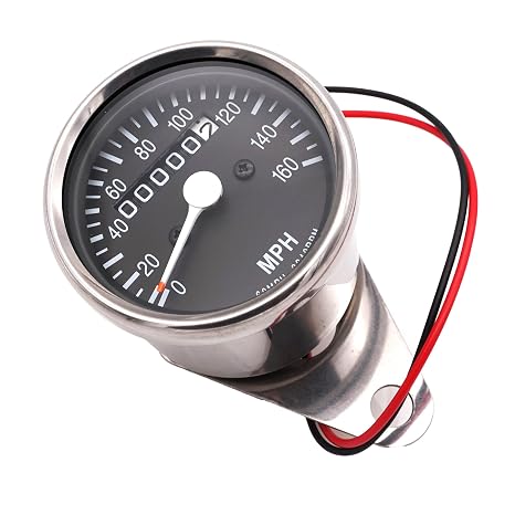 BIKE IT Motorcycle Speedo Chrome Max 160 MPH 60:2240 RPM Mechanical Cable Drive