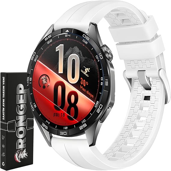 Rongep [Strip Loop] Huawei ile Uyumlu 22mm Kordon GT7/GT7 Pro/GT6/6 Pro/Runner 2/GT5/5 Pro/GT4/GT3 46mm için Yumuşak Silikonlu GT7 Pro Kordonu Yüzeyi Şerit Görünümlü GT7 46mm Kordon