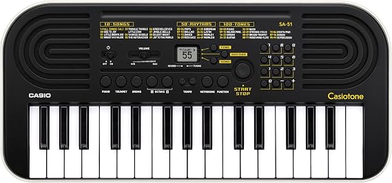 Casio SA-51 32 Mini-Keys Keyboard in Black and white and Rhythm Warriors animated online lessons