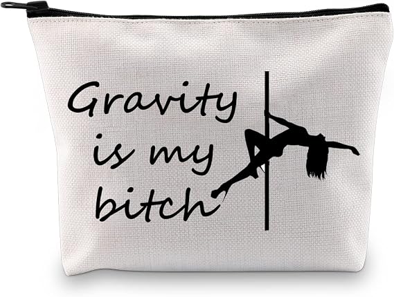 PXTIDY Pole Dancing Makeup Bag, Gravity is My Bitch, Travel Cosmetic Organizer