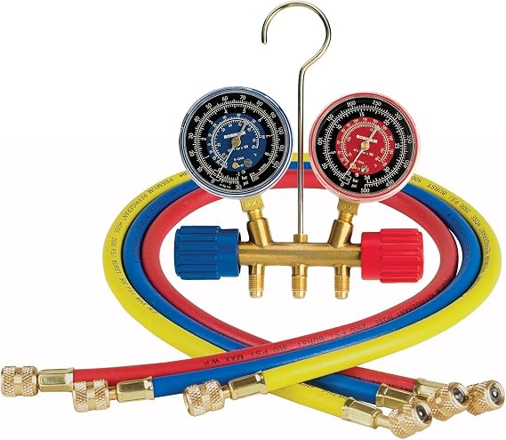 Robinair (40153 Side-Wheel Manifold Gauge with 1/4" Fittings and 36" Hose Set