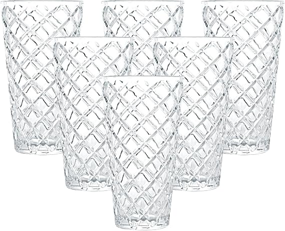 Lucente Stylish Rhombus Pattern Drinking Glasses 435ml Set of 6