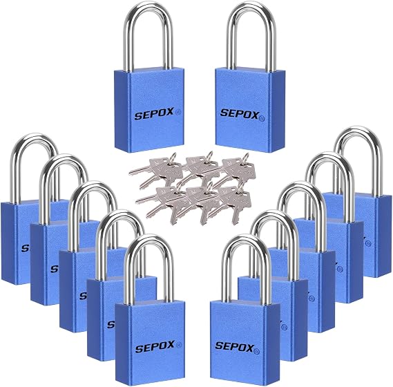 SEPOX® 12Pack Aluminum Padlock Long Shackle Anti-Rust 256Hr Salt Spray Test