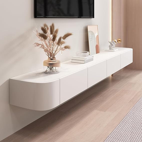 Floating TV Stand Wall Mounted TV Shelves with Door TV Media