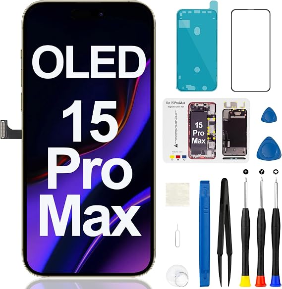 iPhone 15 Pro Max スクリーン OLED 交換用 3D タッチ フルHD OLED フロント ディスプレイ デジタイザー 修理キット付きフルアセンブリ A3106 A2849 A3105 A3108 6.7インチ
