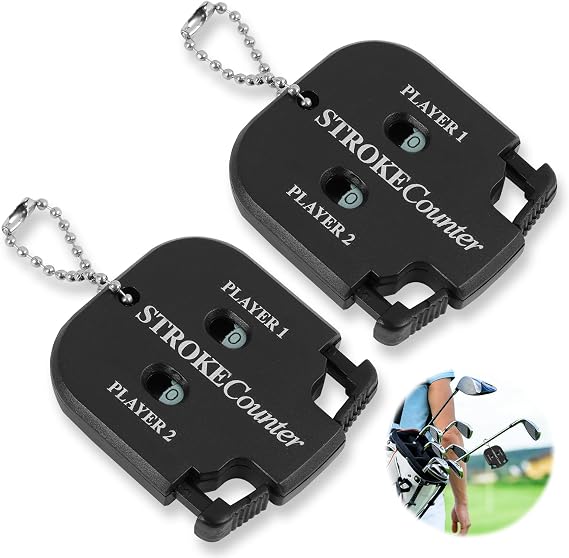 Golf Stroke Counter Set, 2pcs Black Portable Golf Score Indicator, with Durable Material, Keychain Attachment, Accurate Stroke Count for Golf Gifts, Competitions and Trainers