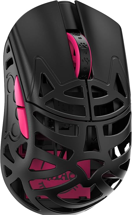 WLMOUSE Beast X Miao Ultralight 31g Magnesium Alloy Cute Gaming Mouse with PAW3950HS Sensor, Cat Paw, Small Hand Gaming Mouse with 8K Polling Rate,TTC/OM Switches ((Black＆Red(OM Switch)))