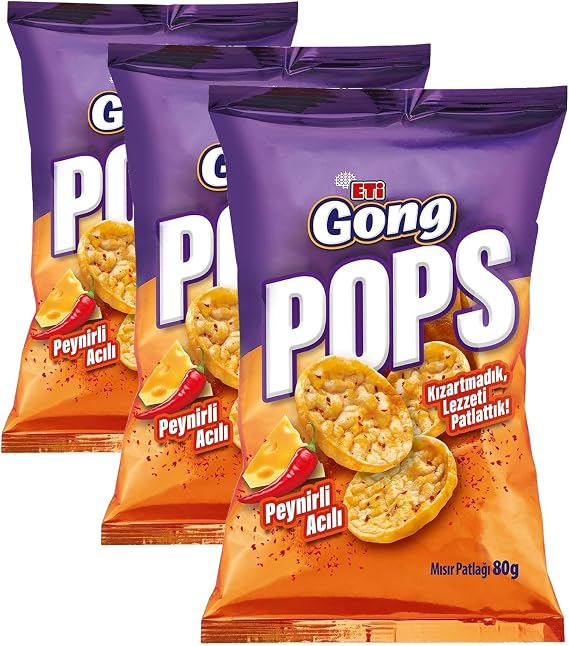Eti Gong Pops Peynirli Acılı Mısır Patlağı 80 g 3lü paket