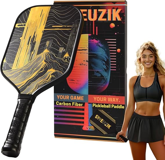 Pro Karbon Fiber Pickleball Kürek, Yüksek Performanslı Mat Yüzeyli Şık Turşu Kürekleri, Gelişmiş Kontrol için, 16 mm Polipropilen Petek Çekirdek, Tüm Seviyeler için