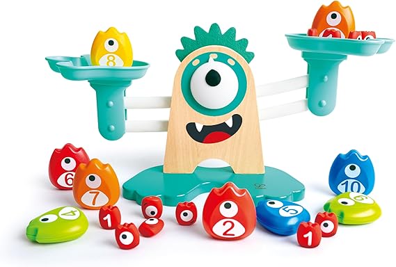 Hape Monster Math Scale | Educational Wooden Toy | Maths & Scales Toy | Introduction to Arithmetic | For 3 Years +
