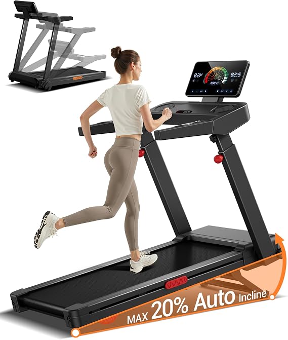 Foldable Treadmill for Home with 20% Incline, 14KM/H Treadmill with Handle