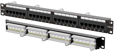 iwillink 10Gbps Cat6A Patch Panel 24 Port, RJ45 UTP, 1U