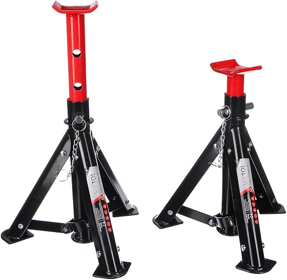 SIXTOL MECHANIC CAR STAND 3T | Folding Car Jack Stands | 2 Pcs | 3-Ton Capacity | Adjustable Height | Compatible with Most Vehicles