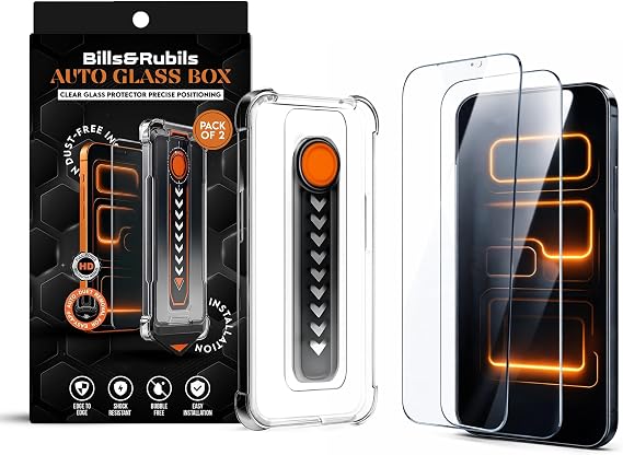 Bills&Rubils 2 Pack iPhones 17/iPhone 16 Pro Screen Protector/Glass Protector, Tempered Glass for iPhones 17/16 Pro, HD Clear 9H Anti-Scratch Film, Case Friendly, Easy Install Glass Shield