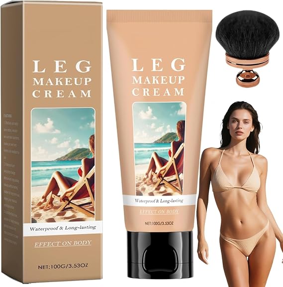 Body Coverage Perfector Waterproof, Leg Makeup Waterproof No Transfer, Tattoo Cover Up Cream, All Over Complexion Perfector with Extra Large Body Makeup Brush, Long Lasting Moisturizing Concealer