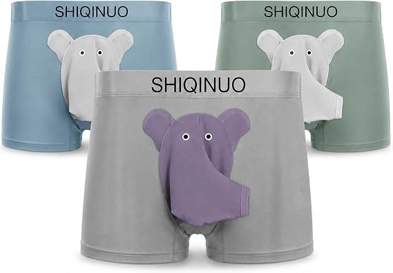 Men's Modal Boxer Briefs, Roomy Elephant Pouch, Open Fly Underwear