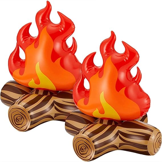 Inflatable Fake Campfire - ShiningUU 2 Pack Artificial Fire Fake Flame Camping Props for Camping Games & Garden Parties | Game Props Decor | Party Favor Packs Halloween Party Accessories