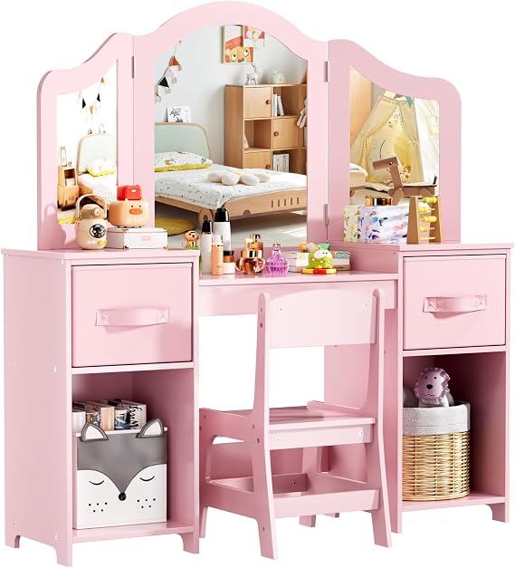 MAMIZO 2 in 1 Children's Dressing Table Set with Mirror