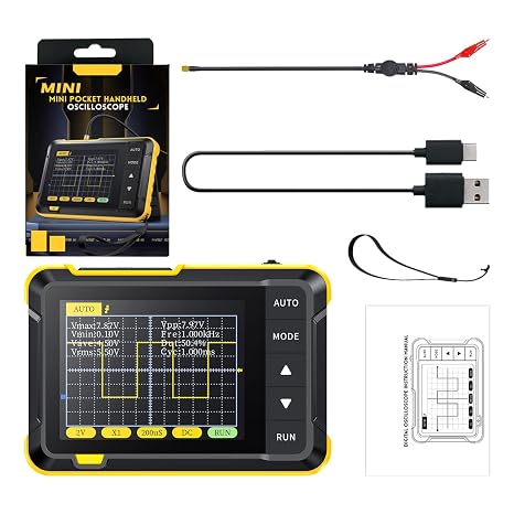 Portable Oscilloscope DSO152, 2.8" TFT Display Screen USB Handheld Oscilloscope Kit, 200KHz Bandwidth, 2.5MS/s High Sampling Rate, Full Trigger Function, Entry Level Oscilloscope for Beginner