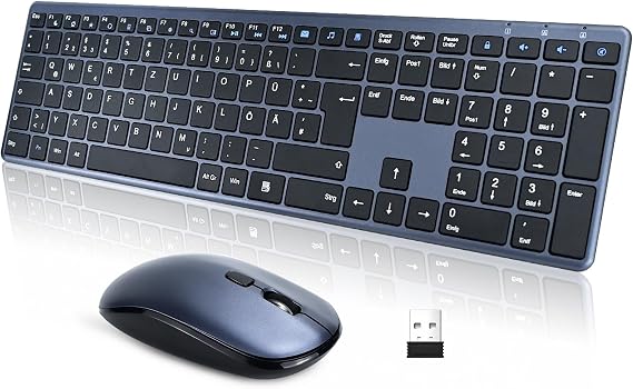Wireless Keyboard and Mouse Combo 2.4GHz USB Ultra Slim Quiet Matte PC Keyboard Full Size