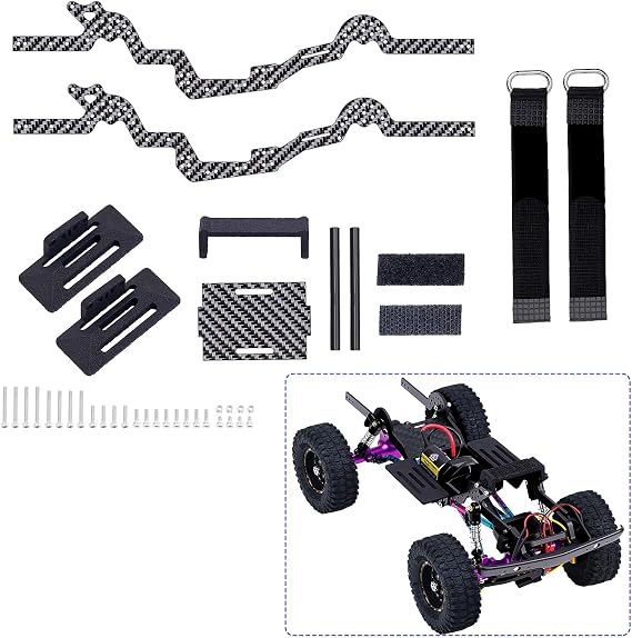 Carbon Fiber LCG Chassis Kit Frame Rail for Axial SCX24 Chevrolet C10 JLU Bronco Base Camp 1/24 RC Crawler Car