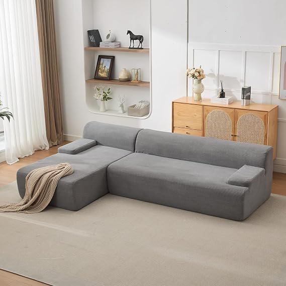 Aptliton 270cm Modular Sectional Sofa Jumbo Cord 3-4 Seater Corner Sofa