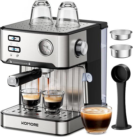 Espresso Machine, 20 Bar, 1.6L, Stainless Steel Coffee Machines