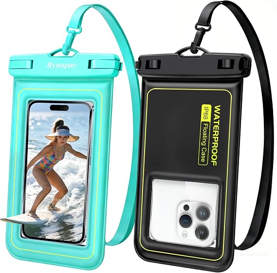 Rynapac Floating Waterproof Phone Pouch Up to 7", 2 Pack IP68 Dry Bag Case