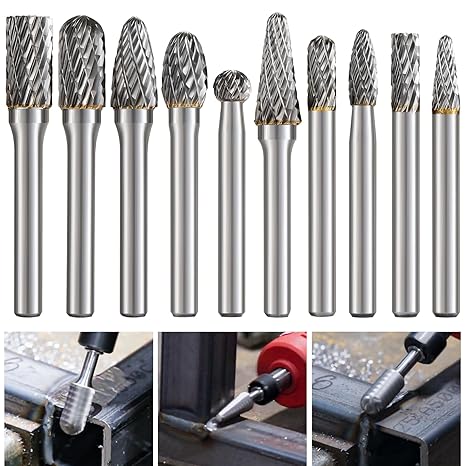shengbenhao 10 Piece Carbide Burr Set with 6 mm Shank
