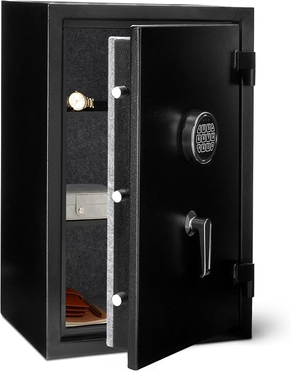 Amazon Basics Fire Resistant Security Safe with Programmable Electronic Keypad, 60 l, Black, 43 cm W x 35 cm Dx 66 cm H