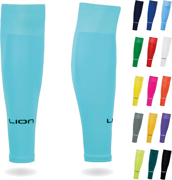 LION SPORTSWEAR Kids/Youth Football Sock Sleeves To Accompany Grip Socks - Fits Over Calf/Shin Pads - Variety Of Colors To Match Your Team Kit
