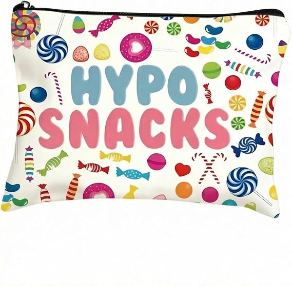 Type 1 Diabetes Snack Bag Backpack Emergency Snacks Bag Travel Portable Zipper Pouch Funny Makeup Bag Diabetic Gifts for Diabetics Women Men