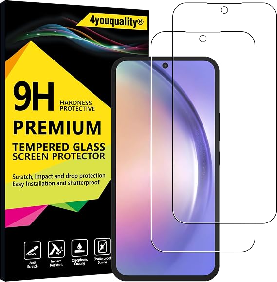 4youquality for Samsung Galaxy A54 5G & S23 FE Screen Protector, 2-Pack