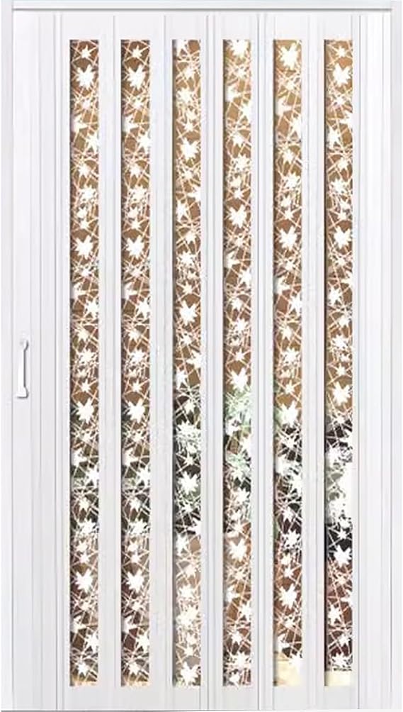 PVC katlanır kapı, iç mekanlar için katlanır sürgülü kapı, mutfak, çamaşır odası, yatak odası, yemek odası, teras ve karavan için uygundur – beyaz alüminyum ve akrilik, 178 – 241 cm yüksekliğinde