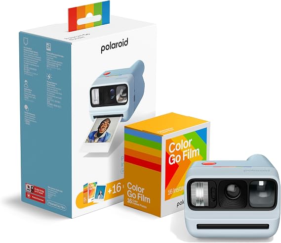 Polaroid - Bundle Instant Camera Go Gen 3 Light Blue + Go Color Film (16 Photos)