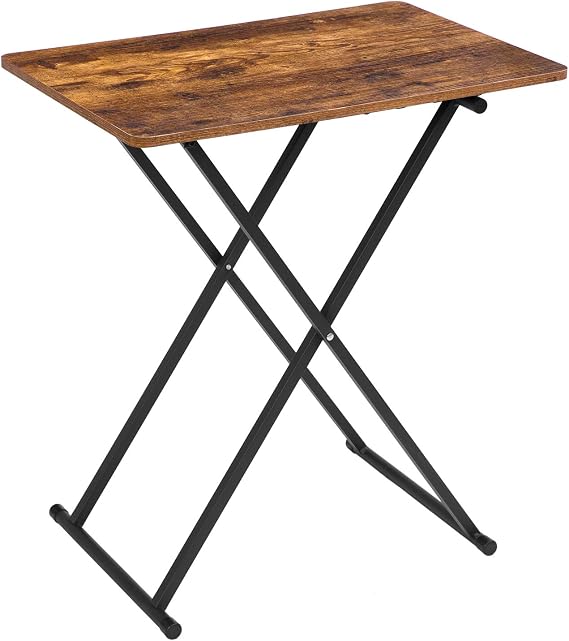 HOOBRO Side Tables, Extra Large Sofa Ends, Adjustable Height, 60 x 40 x 60 cm, Industrial Style Folding Tables, TV Tables, Living Room, Bedroom, Rustic Brown EBF16BZ01