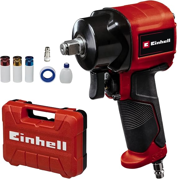 Einhell TC-PW 610 Compact basınçlı hava darbeli matkap (maks. 8 bar, maksimum tork 610 Nm, 1/2 inç dört köşe tahrik, sol/sağa dönüş, çanta içinde teslimat, 3 lokma dahil)