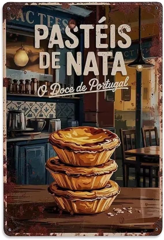 Featuring Portuguese Custard Tarts A Sweet Taste of Portugal Tin Sign Vintage Metal Sign Man Cave Home Bar Pub Wall Decor Metal Poster 8x12 Inch