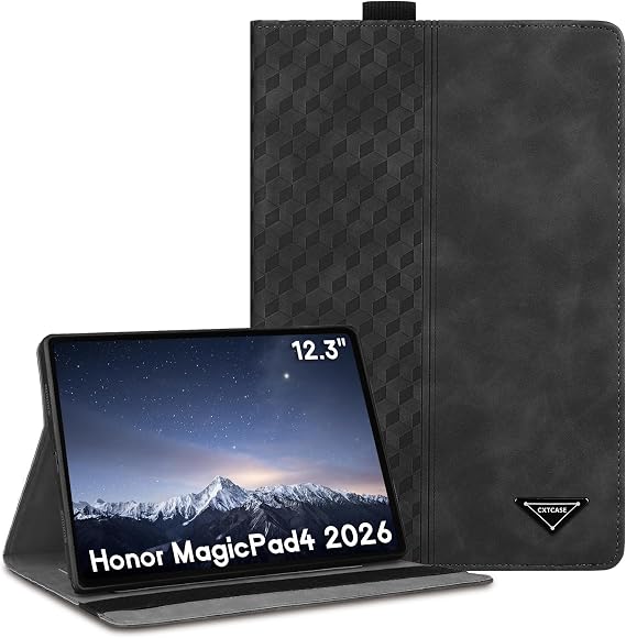 CXTCASE Case for Honor MagicPad 3 Pro 12.3 / MagicPad4 12.3 Inch 2026, PU Leather Business Cover,Protective Case Tablet Shell for Honor MagicPad4, Black