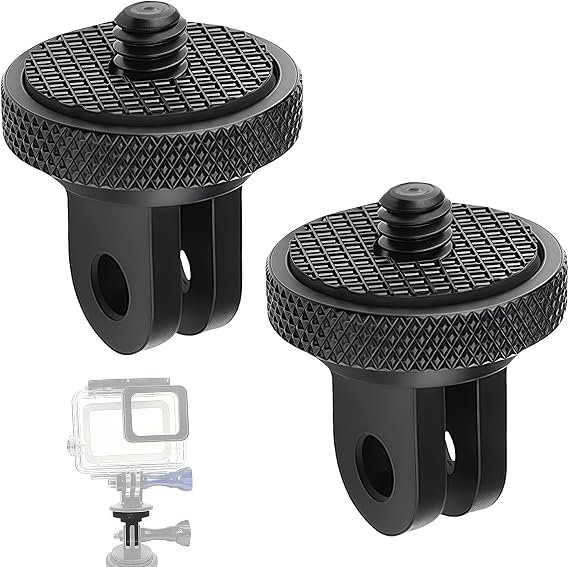 Action Camera Mounts Adapter 1/4"-20, 2PCS Aluminium Camera Mount Conversion Tripod Adapter Compatible with GoPro Hero 11 Sony AEE JVC Insta360 and Other Standard 1/4 Accessories