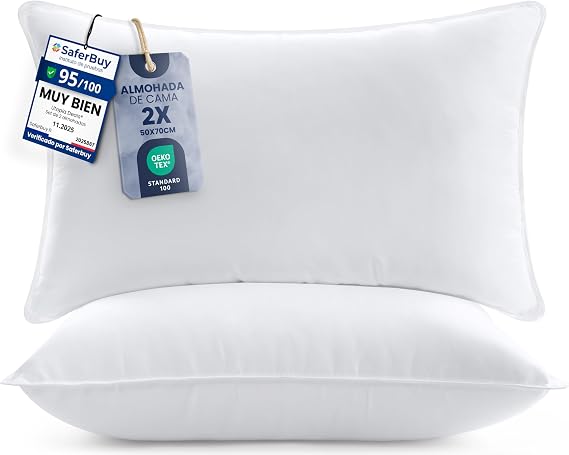 Utopia Bedding Pillow 50 x 70 cm Pack of 2, Hollow Fibre, White