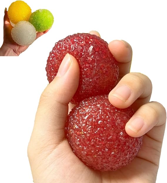 Crunchy Squishy Stress Ball for Kids & Adult,Extured Memory Gel Soft Fidget Toys,Squishes Toys Bulk for Party Favors,Desk Toy and Prize (Red,2pc)
