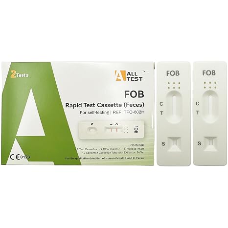 Bleeding Bowel Testing Kit (Fecal Occult Blood) - Check For Blood In Stool (FOB) - Fatigue, Mineral Deficiencies, Pain & Weight Loss (Twin Pack, 2 Tests)
