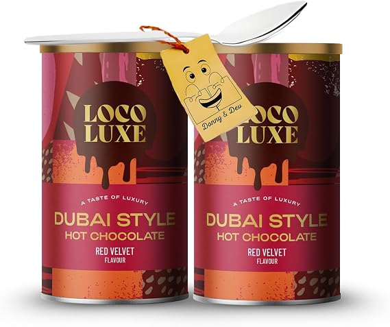 Instant Hot Chocolate 275g | 2x Loco Luxe Dubai Style Red Velvet Hot Choc