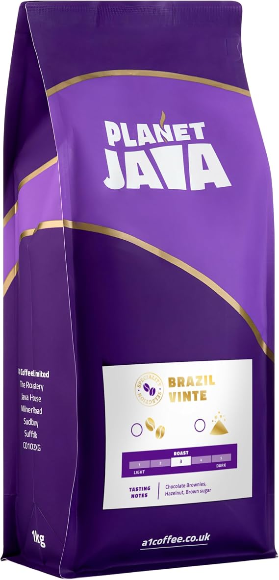 Planet Java Brazil Vinte 100% Arabica Full Medium Roast Coffee Beans 1kg