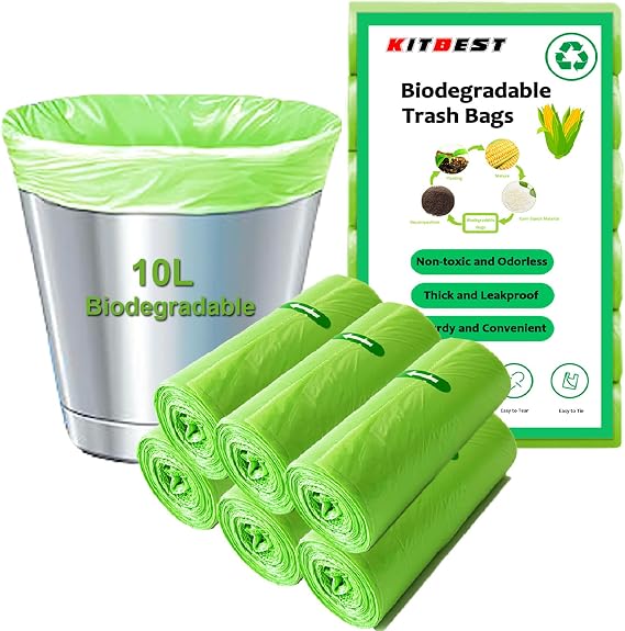 KITBEST 10L Organic Compostable Biodegradable Trash Bags, 120 Bags